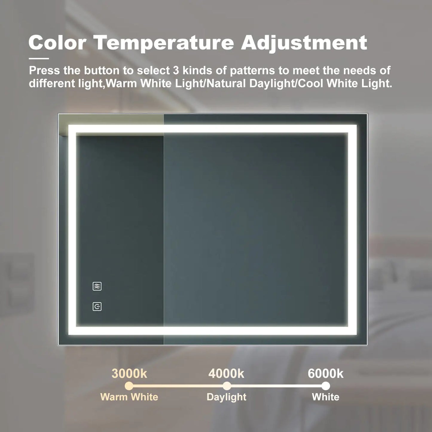 32x24 Inch Bathroom LED Premium Vanity Mirror With Focusing Back Panel, High Lumens, Dimmable Touch, Unavailable Platforms-Welfel