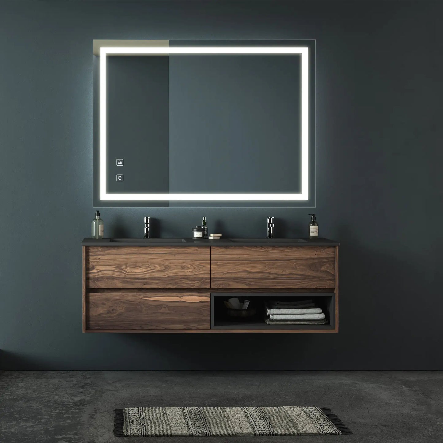 32x24 Inch Bathroom LED Premium Vanity Mirror With Focusing Back Panel, High Lumens, Dimmable Touch, Unavailable Platforms-Welfel